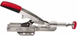 Bessey - 700 Lb Load Capacity, Flanged Base, Carbon Steel, Standard Straight Line Action Clamp - 4 Mounting Holes, 0.465" Plunger Diam, Straight Handle - Benchmark Tooling