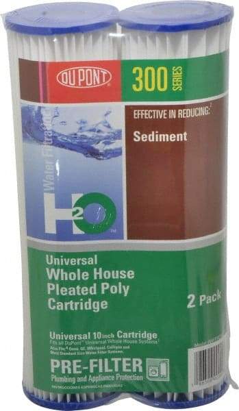 Dupont - 2" OD, 20µ, Pleated Poly Universal Pleated Poly 2 Pack Cartridge Filter - 10" Long, Reduces Sediments & Rust - Benchmark Tooling