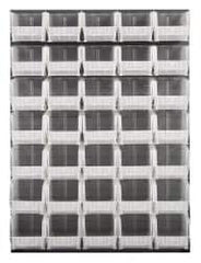 Quantum Storage - 35 Bin Louvered Panel with Ultra Bins - 48 Inch Overall Width x 15 Inch Overall Depth x 61 Inch Overall Height, Clear Tri-Clear Polypropylene Bins - Benchmark Tooling
