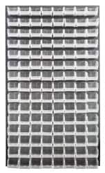 Quantum Storage - 120 Bin Louvered Panel with Ultra Bins - 36 Inch Overall Width x 8 Inch Overall Depth x 61 Inch Overall Height, Clear Tri-Clear Polypropylene Bins - Benchmark Tooling