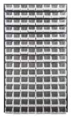 Quantum Storage - 120 Bin Louvered Panel with Ultra Bins - 36 Inch Overall Width x 8 Inch Overall Depth x 61 Inch Overall Height, Clear Tri-Clear Polypropylene Bins - Benchmark Tooling