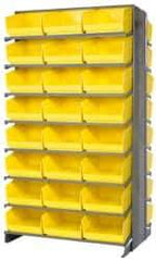 Quantum Storage - 48 Bin Store-More Sloped Shelving System - 36 Inch Overall Width x 24 Inch Overall Depth x 63-1/2 Inch Overall Height, Yellow Polypropylene Bins - Benchmark Tooling