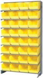 Quantum Storage - 32 Bin Store-More Sloped Shelving System - 36 Inch Overall Width x 12 Inch Overall Depth x 63-1/2 Inch Overall Height, Yellow Polypropylene Bins - Benchmark Tooling