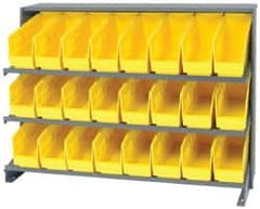 Quantum Storage - 24 Bin Store-More Sloped Shelving System - 36 Inch Overall Width x 12 Inch Overall Depth x 26-1/2 Inch Overall Height, Yellow Polypropylene Bins - Benchmark Tooling