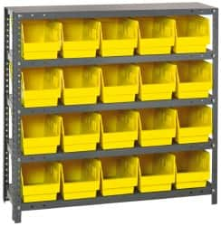 Quantum Storage - 20 Bin Store-More Shelf Bin System - 36 Inch Overall Width x 18 Inch Overall Depth x 39 Inch Overall Height, Yellow Polypropylene Bins - Benchmark Tooling