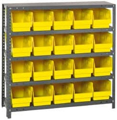 Quantum Storage - 20 Bin Store-More Shelf Bin System - 36 Inch Overall Width x 18 Inch Overall Depth x 39 Inch Overall Height, Yellow Polypropylene Bins - Benchmark Tooling