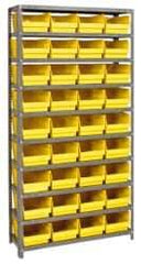 Quantum Storage - 36 Bin Store-More Shelf Bin System - 36 Inch Overall Width x 18 Inch Overall Depth x 75 Inch Overall Height, Yellow Polypropylene Bins - Benchmark Tooling