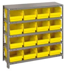 Quantum Storage - 16 Bin Store-More Shelf Bin System - 36 Inch Overall Width x 12 Inch Overall Depth x 39 Inch Overall Height, Yellow Polypropylene Bins - Benchmark Tooling