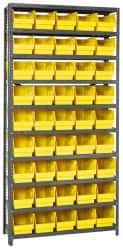 Quantum Storage - 45 Bin Store-More Shelf Bin System - 36 Inch Overall Width x 12 Inch Overall Depth x 75 Inch Overall Height, Yellow Polypropylene Bins - Benchmark Tooling