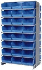 Quantum Storage - 48 Bin Store-More Sloped Shelving System - 36 Inch Overall Width x 24 Inch Overall Depth x 63-1/2 Inch Overall Height, Blue Polypropylene Bins - Benchmark Tooling