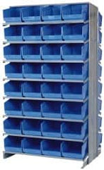 Quantum Storage - 64 Bin Store-More Sloped Shelving System - 36 Inch Overall Width x 24 Inch Overall Depth x 63-1/2 Inch Overall Height, Blue Polypropylene Bins - Benchmark Tooling