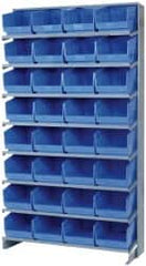 Quantum Storage - 32 Bin Store-More Sloped Shelving System - 36 Inch Overall Width x 12 Inch Overall Depth x 63-1/2 Inch Overall Height, Blue Polypropylene Bins - Benchmark Tooling