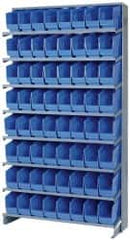 Quantum Storage - 64 Bin Store-More Sloped Shelving System - 36 Inch Overall Width x 12 Inch Overall Depth x 63-1/2 Inch Overall Height, Blue Polypropylene Bins - Benchmark Tooling