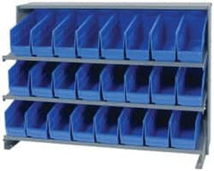 Quantum Storage - 24 Bin Store-More Sloped Shelving System - 36 Inch Overall Width x 12 Inch Overall Depth x 26-1/2 Inch Overall Height, Blue Polypropylene Bins - Benchmark Tooling