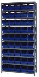 Quantum Storage - 45 Bin Store-More Shelf Bin System - 36 Inch Overall Width x 18 Inch Overall Depth x 75 Inch Overall Height, Blue Polypropylene Bins - Benchmark Tooling