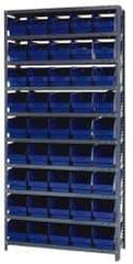 Quantum Storage - 45 Bin Store-More Shelf Bin System - 36 Inch Overall Width x 18 Inch Overall Depth x 75 Inch Overall Height, Blue Polypropylene Bins - Benchmark Tooling