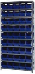 Quantum Storage - 45 Bin Store-More Shelf Bin System - 36 Inch Overall Width x 12 Inch Overall Depth x 75 Inch Overall Height, Blue Polypropylene Bins - Benchmark Tooling