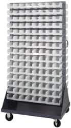 Quantum Storage - 240 Bin Mobile Louvered Rack with Ultra Bins - 36 Inch Overall Width x 25 Inch Overall Depth x 72 Inch Overall Height, Clear Tri-Clear Polypropylene Bins - Benchmark Tooling