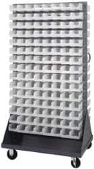 Quantum Storage - 240 Bin Mobile Louvered Rack with Ultra Bins - 36 Inch Overall Width x 25 Inch Overall Depth x 72 Inch Overall Height, Clear Tri-Clear Polypropylene Bins - Benchmark Tooling