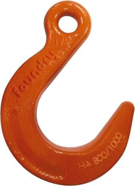 CM - Chain Grade 100, 22,600 Lbs. Load Limit Eye Foundry Hook - 2.03 Inch Hook Throat, 6-1/2 Inch Reach, 1.31 Inch Eye Inside Diameter, 5/8 Inch Chain Diameter, 9.66 Inch Overall Length, 0.88 Inch Eye Thickness - Benchmark Tooling