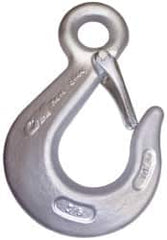 CM - Chain Grade 100, 22,600 Lbs. Load Limit Eye Sling Hook with Latch - 4 Inch Hook Throat, 8.06 Inch Reach, 1.13 Inch Eye Inside Diameter, 5/8 Inch Chain Diameter, 10.97 Inch Overall Length, 0.88 Inch Eye Thickness - Benchmark Tooling