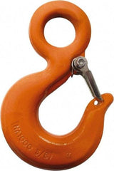 CM - Chain Grade 100, 5,700 Lbs. Load Limit Eye Rigging Hook with Latch - 1.06 Inch Hook Throat, 4.09 Inch Reach, 1.13 Inch Eye Inside Diameter, 5/16 Inch Chain Diameter, 5.63 Inch Overall Length, 1/2 Inch Eye Thickness - Benchmark Tooling