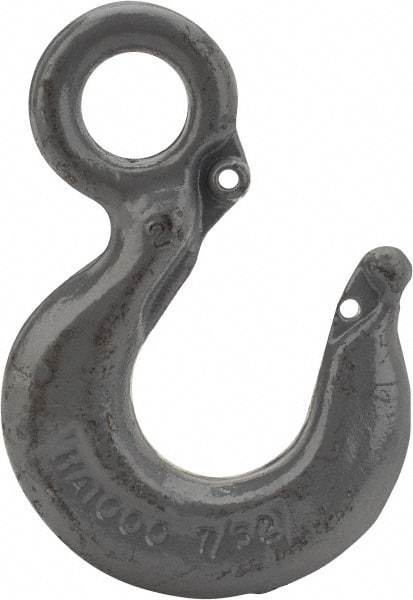 CM - Chain Grade 100, 15,000 Lbs. Load Limit Eye Rigging Hook - 1-1/2 Inch Hook Throat, 5.78 Inch Reach, 1.56 Inch Eye Inside Diameter, 1/2 Inch Chain Diameter, 7.97 Inch Overall Length, 3/4 Inch Eye Thickness - Benchmark Tooling