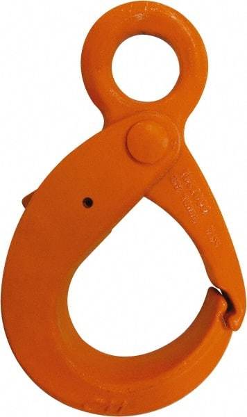 CM - Chain Grade 100, 15,000 Lbs. Load Limit Eye Latchlok Hook - 2.91 Inch Hook Throat, 8.79 Inch Reach, 1.57 Inch Eye Inside Diameter, 1/2 Inch Chain Diameter, 10.37 Inch Overall Length, 0.79 Inch Eye Thickness - Benchmark Tooling