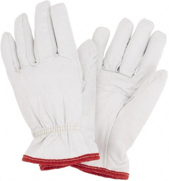 MCR Safety - Size S, ANSI Cut Lvl 3, Goatskin Leather Cut Resistant Gloves - 9.75" Long, Kevlar Lining, Elastic Cuff, White, Paired - Benchmark Tooling