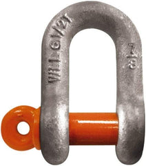 CM - 5/16" Nominal Chain Size, 0.75 Ton Carbon Steel Screw Chain Shackle - 15/32" Diam, 3/8" Pin Diam, 17/32" Wide Inside Jaw, 17/32" Inside Width - Benchmark Tooling