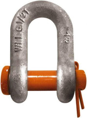 CM - 1/2" Nominal Chain Size, 2 Ton Carbon Steel Round Chain Shackle - 23/32" Diam, 5/8" Pin Diam, 13/16" Wide Inside Jaw, 13/16" Inside Width - Benchmark Tooling