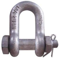 CM - 3/4" Nominal Chain Size, 4.75 Ton Carbon Steel Bolt Chain Shackle - 31/32" Diam, 7/8" Pin Diam, 1-1/4" Wide Inside Jaw, 1-1/4" Inside Width - Benchmark Tooling