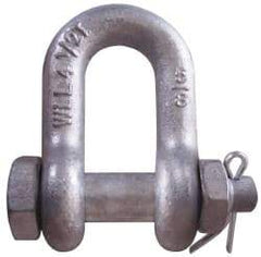 CM - 1/2" Nominal Chain Size, 2 Ton Carbon Steel Bolt Chain Shackle - 23/32" Diam, 5/8" Pin Diam, 13/16" Wide Inside Jaw, 13/16" Inside Width - Benchmark Tooling