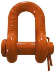 CM - 1/4" Nominal Chain Size, 0.75 Ton Carbon Steel Round Chain Shackle - 13/32" Diam, 9/32" Pin Diam, 15/32" Wide Inside Jaw, 15/32" Inside Width - Benchmark Tooling