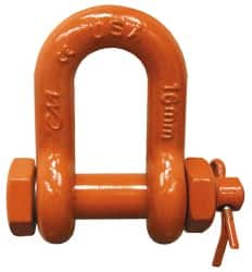 CM - 1/2" Nominal Chain Size, 3 Ton Carbon Steel Bolt Chain Shackle - 23/32" Diam, 5/8" Pin Diam, 13/16" Wide Inside Jaw, 13/16" Inside Width - Benchmark Tooling