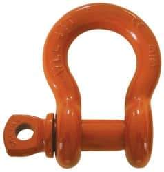 CM - 3/4" Nominal Chain Size, 6.5 Ton Carbon Steel Screw Anchor Shackle - 31/32" Diam, 7/8" Pin Diam, 1-1/4" Wide Inside Jaw, 1-3/4" Inside Width - Benchmark Tooling