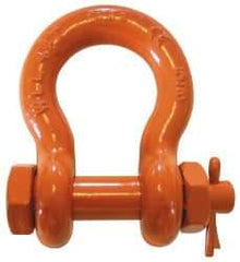 CM - 5/8" Nominal Chain Size, 4.5 Ton Carbon Steel Bolt Anchor Shackle - 27/32" Diam, 3/4" Pin Diam, 1-1/16" Wide Inside Jaw, 1-1/2" Inside Width - Benchmark Tooling