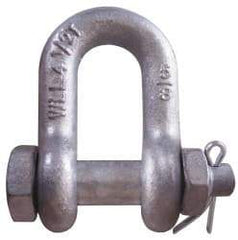 CM - 1/2" Nominal Chain Size, 3 Ton Carbon Steel Bolt Chain Shackle - 23/32" Diam, 5/8" Pin Diam, 13/16" Wide Inside Jaw, 13/16" Inside Width - Benchmark Tooling