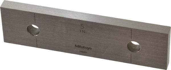 Mitutoyo - 5" Rectangular Steel Gage Block - Accuracy Grade 0, Includes Certificate of Inspection - Benchmark Tooling