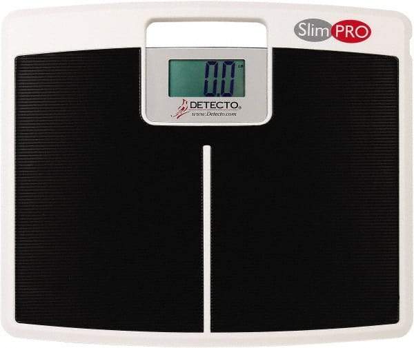 Detecto - 17" x 14" Wide x 1.4" Base, 440 Lb Capacity, LCD Digital Scale - 0.2 Lb Graduation, (4) AAA Batteries (Included) - Benchmark Tooling