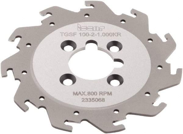 Iscar - Arbor Hole Connection, 0.079" Cutting Width, 1.02" Depth of Cut, 0.065" Cutter Diam, 1" Hole Diam, 11 Tooth Indexable Slotting Cutter - TGSF Toolholder, TAG N2 Insert - Benchmark Tooling