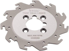 Iscar - Arbor Hole Connection, 0.079" Cutting Width, 1.02" Depth of Cut, 0.065" Cutter Diam, 1" Hole Diam, 11 Tooth Indexable Slotting Cutter - TGSF Toolholder, TAG N2 Insert - Benchmark Tooling