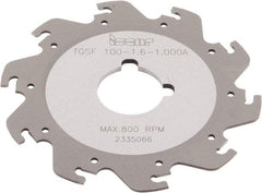 Iscar - Arbor Hole Connection, 1/16" Cutting Width, 1.181" Depth of Cut, 3-15/16" Cutter Diam, 1" Hole Diam, 10 Tooth Indexable Slotting Cutter - TGSF Toolholder, TAG N-A, TAG N-C/W/M, TAG N-J/JS/JT, TAG N-LF, TAG N-MF, TAG N-UT Insert - Benchmark Tooling