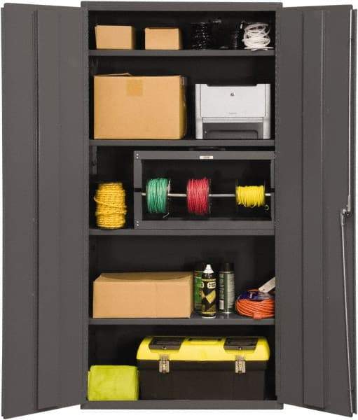 Durham - 4 Shelf Locking Storage Cabinet - Steel, 36" Wide x 18" Deep x 72" High, Gray - Benchmark Tooling