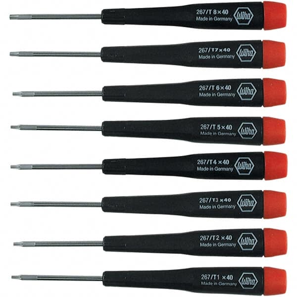 Wiha - 8 Piece Torx Screwdriver Set - Bit Sizes: Torx T1, T2, T3, T4, T5, T6, T-7 & T-8 - Benchmark Tooling