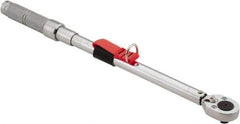 Proto - 1/2" Drive Micrometer Ratchet Head Tethered Torque Wrench - 40 N/m to 200 N/m Torque, 21-1/2" OAL, 1 N/m Graduation, Pear Head - Benchmark Tooling