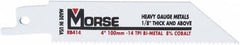 M.K. MORSE - 4" Long x 3/4" Thick, Bi-Metal Reciprocating Saw Blade - Tapered Profile, 14 TPI, Toothed Edge, Universal Shank - Benchmark Tooling