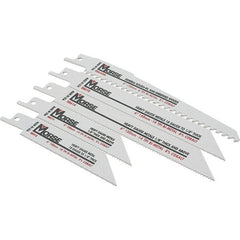 M.K. MORSE - 5 Pieces, 4" to 6" Long x 0.035" to 0.05" Thickness, Bi-Metal Reciprocating Saw Blade Set - Tapered Profile, 10 to 18 Teeth, Toothed Edge - Benchmark Tooling