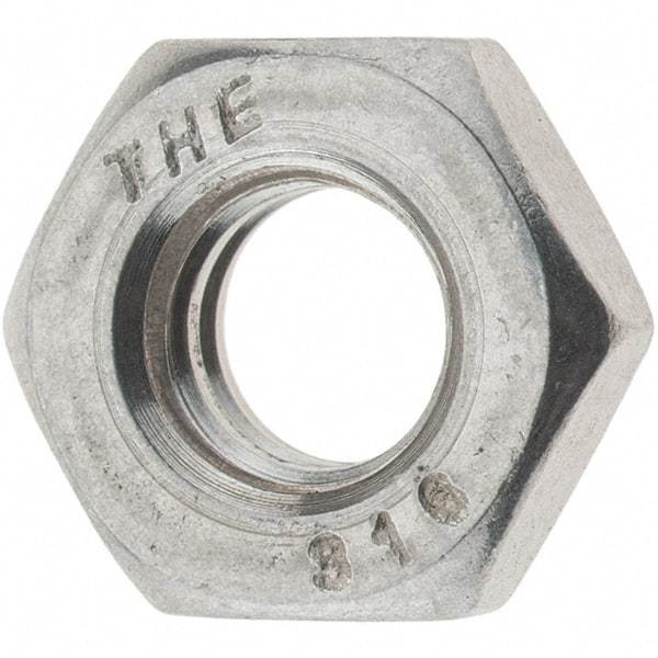 Value Collection - 1/4-20 UNC Stainless Steel Right Hand Hex Jam Nut - 7/16" Across Flats, 5/32" High, Uncoated - Benchmark Tooling