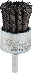 Weiler - 1-1/8" Brush Diam, Knotted, End Brush - 1/4" Diam Shank, 22,000 Max RPM - Benchmark Tooling